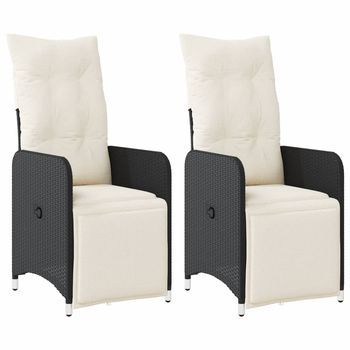Pack 2 Uds Sillones Reclinable Jardín | Silla De Jardín Cojines Ratán Sintético Negro