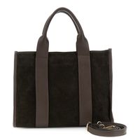 bolso tote de ante con ribete y asas tubulares de piel martele dark brown taglia unica