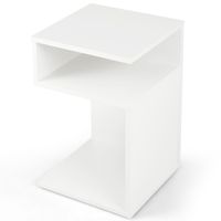 costway mesitas de noche mesa auxiliar en forma de s mesa de sofa con 2 compartimentos abiertos para la sala de estar 33 x 33 x 50 cm blanco