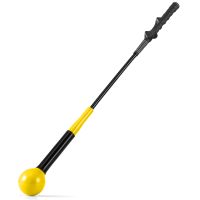 costway ayuda para entrenamiento del swing de golf palo de practica con cabeza pesada para agarre ritmo flexibilidad equilibrio exterior amarillo