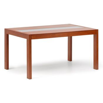 Mesa Comedor Madera Y Cristal 145x90x75cm Acabado Color Cerezo