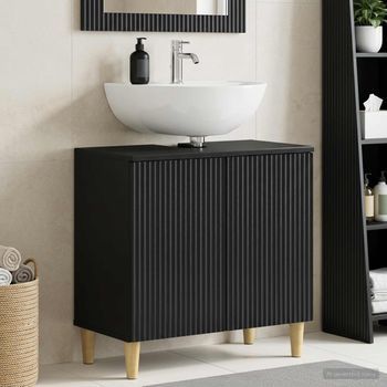 Vidaxl Mueble De Lavabo Para Baño Arnhem Negro 59,5 X 31,5 X 59 Cm