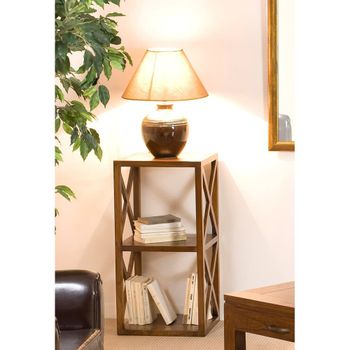 Estantería con 2 estantes de 40 cm de madera de mindi marrón