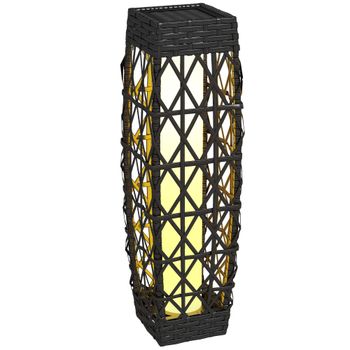 Outsunny Lámpara Solar de Ratán Sintético con Luces LED Encendido/Apagado Automático para Exterior 20x20x68 cm Gris