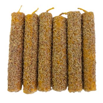 Velas de Cera de Abeja Natural Hechas a Mano con Romero – Purifican el Aire y Mejoran el Bienestar, 10 cm, Pack de 6