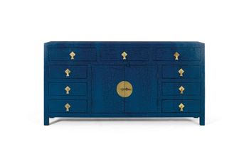 Aparador con multiples puertas y cajones azul