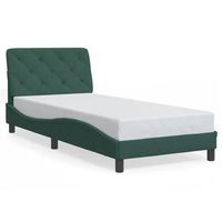 cama individual  cama para adultos  estructura cama con luces led terciopelo verde oscuro 80x200 cm cfw50247