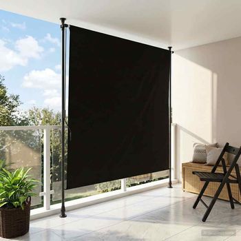 Cortina Enrollable - Protección Solar Exterior - Poliéster Y Aluminio - Negro (120x270cm)
