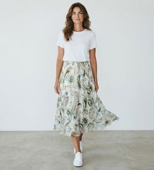Marella para mujer. 2613101102200 Falda Mllfaelan blanco, multicolor (40), Casual, Viscosa