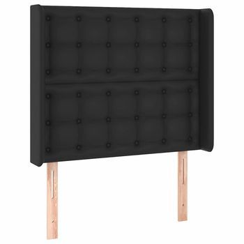 Cabecero Con Orejas De Cuero Sintético Negro 83x16x118/128 Cm Vidaxl
