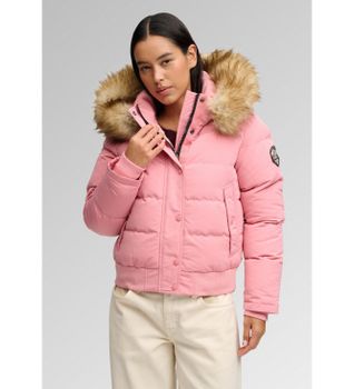 Superdry para mujer. W5011785A Chaqueta Bomber Everest rosa (S), Casual, Poliéster
