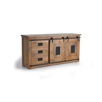 aparador de estilo industrial en madera maciza de mango y metal