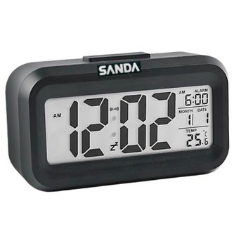 SANDA   Despertador Digital, LCD Reloj Despertador Digital con Termómetro Función Snooze Reloj Inteligente de Cabecera a Pilas Reloj de Mesa de Viaje para Sala de Oficinas Familiares