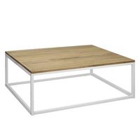mesa de centro icub 120x80x37cm blanca en madera maciza de pino acabado vintage estilo industrial box furniture