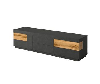 Mueble tv 6 cajones 206 cm andrea gris antracita y madera