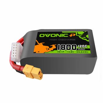 Batería LiPo Ovonic 14.8V 1800mAh 120C 4S con conector XT60 para drones de carreras Freestyle RC FPV de 5 pulgadas