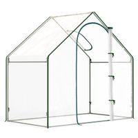 outsunny invernadero con ventana puerta marco de acero y cubierta plastico impermeable anti-uv 180x100x168 cm transparente