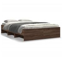 cama de matrimonio  cama de adulto  estructura de cama sin colchon madera marron roble 140x190 cm