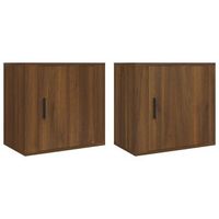juego de 2 mesitas de noche de pared con compartimento con puerta 50 x 30 x 47 cm madera de ingenieria marron dec036062