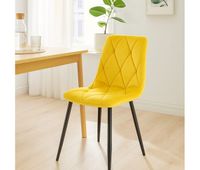 juego de 2 sillas de comedor clairton terciopelo amarillo 55x45x85 cm