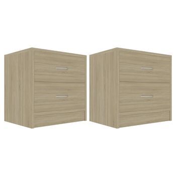 Pack 2 Uds Mesitas De Noche | Mesa Auxiliar | Mesilla Contrachapado Color Roble 40x30x40 Cm