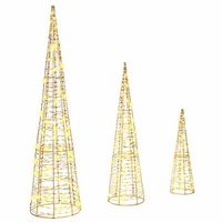 arbol de navidad 3 uds 90 led calido 20 x 20 x 80 cm pet vidaxl