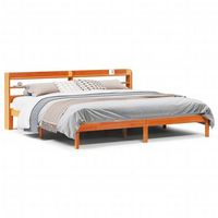cama matrimonial  cama para adultos  estructura cama con cabecero madera pino marron cera 200x200 cm