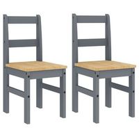 pack 2 uds sillas de comedor  silla de cocina  mueble de comedor panama madera pino gris 40x46x90 cm