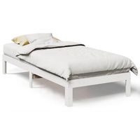 cama individual  cama para adultos  estructura de cama sin colchon madera de pino blanca 90x200 cm
