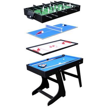 Mesa Multijuegos 4 En 1 Para Niños - Futbolín, Billar, Ping-pong, Air-hockey