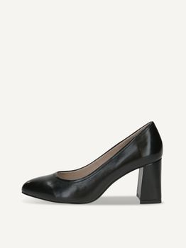 CAPRICE Pumps, black, made of Leather with Trapeze heel, Size 37