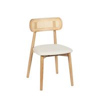 silla de comedor poliester madera de hevea ratan sintetico klast home natural 47 x 80 cm - natural