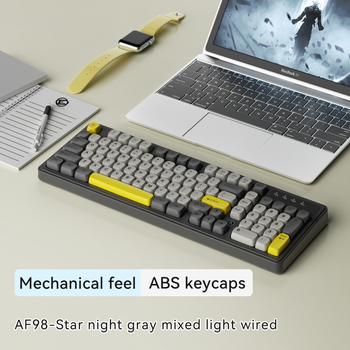 El teclado de membrana con cable AJAZZ AF98 de tamaño completo presenta teclas de ABS con sensación mecánica, lo que lo convierte en adecuado para trabajos de oficina y juegos. Permite alternar entre