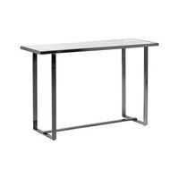 consola de vidrio templado blanco plateado 120 x 40 cm efecto marmol patas de metal glamour moderno sala de estar dormitorio plano