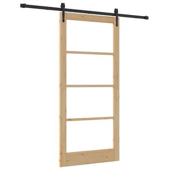 Puerta Corredera Natural Y Negro 93 X 202 Cm Vidaxl