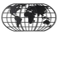 decoracion pared de metal mapamundi globo negro 60x120 cm