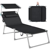 tumbona reclinable con reposacabezas negro