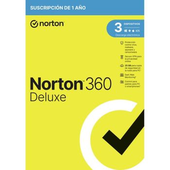 Software de seguridad Norton 360 Deluxe 1 licencia 3 dispositivos caja