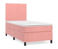 cama box spring con colchon terciopelo rosa 100x200 cm diseno plano