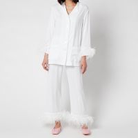 sleeper feather-trimmed crepe de chine pyjama set - xs