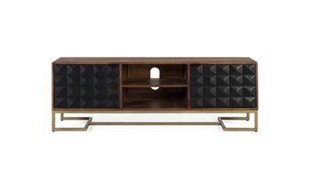 Mueble tv fabricado a mano en madera de mango y patas doradas 150 cm