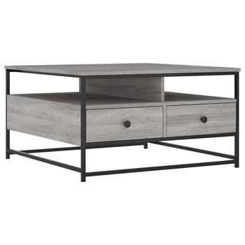 Mesa De Centro Madera De Ingeniería Gris Sonoma 80x80x45 Cm Vidaxl