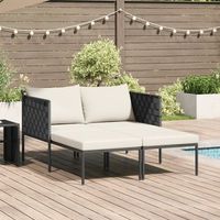 tumbona con cojines para 2 personas color antracita 115x153x695 cm de acero v4429 unico  blanco