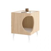 mesita de noche con compartimento para mascotas 50x40 cm homely pets roble - blanco 40 x 49 x 50 cm