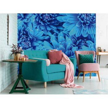 Fotomural Vinilo Crisantemo Azul 350 X 250 Cm