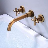 grifo mezclador de lavabo de bano de laton negro antiguo grifo de lavabo cromado de doble manija para montaje en pared grifo dorado grifo mezclador