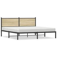 estructura de cama con cabecero metal roble sonoma 160x200 cm