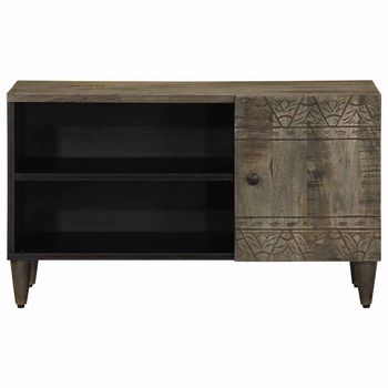 Mueble Tv | Mueble De Salón | Mesa De Tv Madera Maciza De Mango Gris Claro 80x31,5x46 Cm