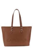 shopper efecto piel con grano con asas planas y pasadores metalicos brown taglia unica