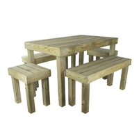 conjunto jardin de madera tratada de 5 piezas vidahuerto
